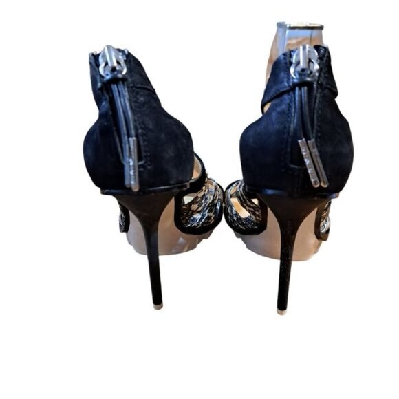 L.A.M.B  Snake Skin Black Leather Strappy Platform‎ Sillito Heels 6.5 - Picture 4 of 12